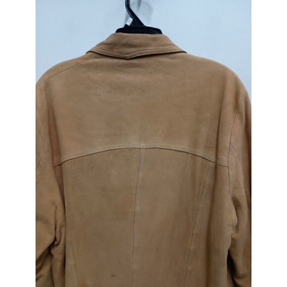 VTG Peters Mens Jacket Small Brown Suede Leather Shacket Flannel Lined Outdoor - Picture 7 of 7